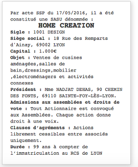 exemple annonce legale lyon sas